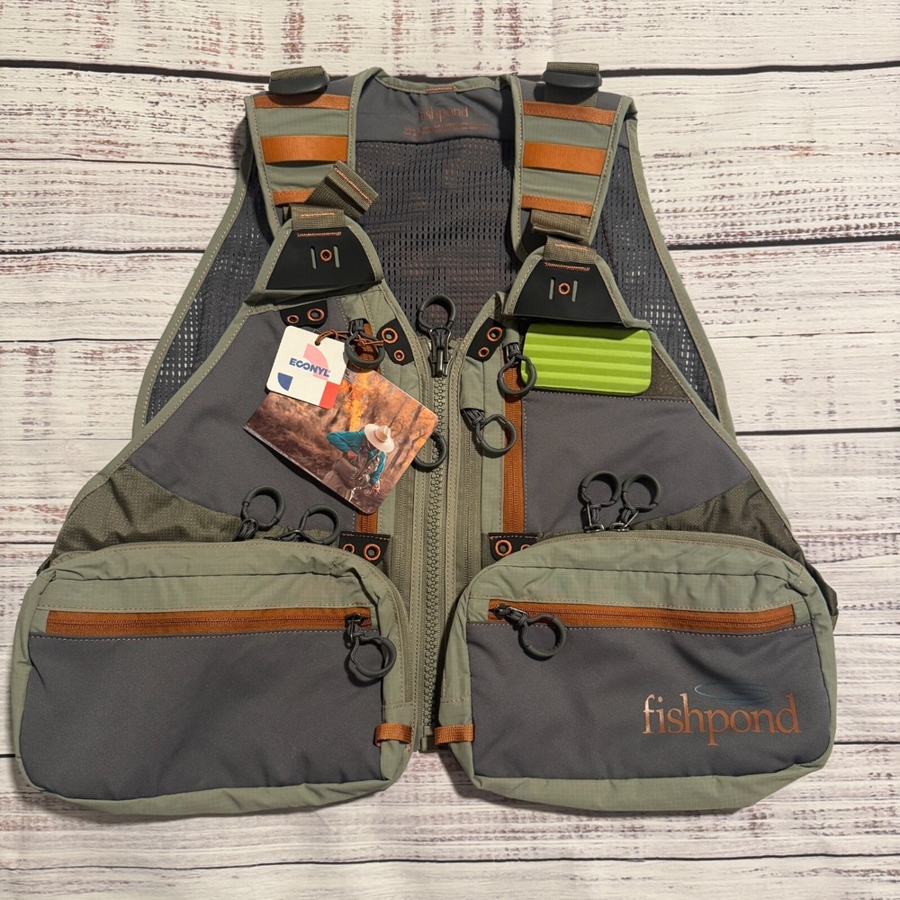 Fishpond Upstream Tech Fishing Vest Green and Gray 100% Nylon Men's‎ OS